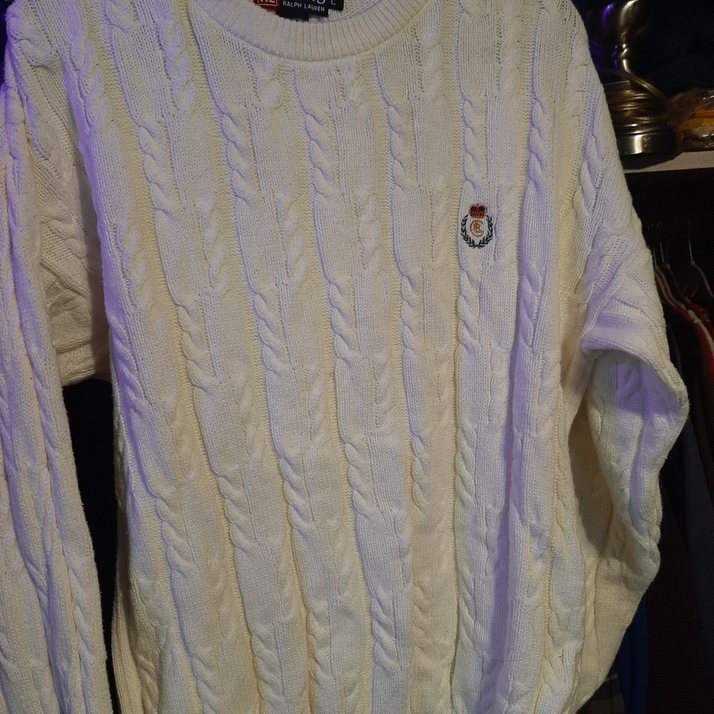 Large Mens White Chaps Sweater
